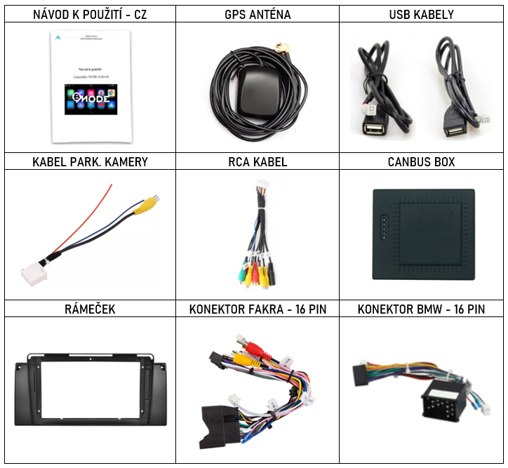 CZ PŘÍSLUŠENSTVÍ pro autorádio Bmode BEV1 pro BMW E39 X5 E53 s carplay a androidauto - evtech.cz